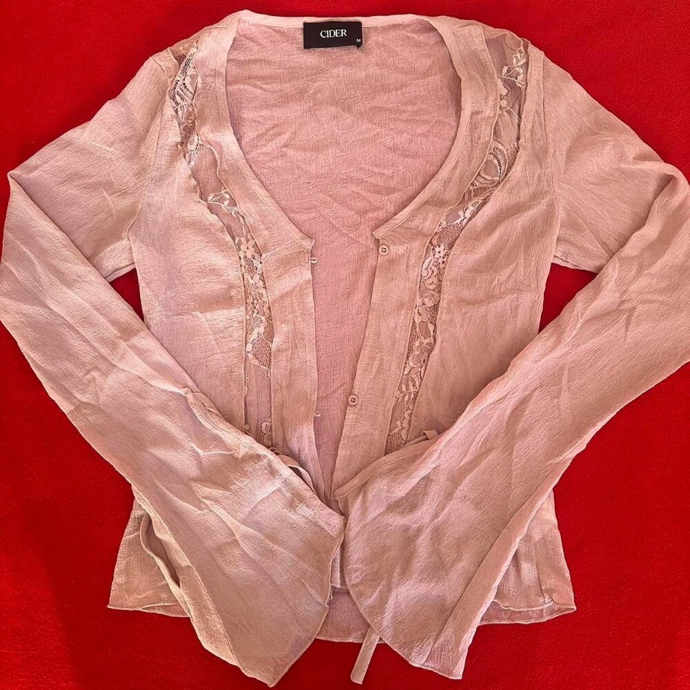 cider pink lace cardigan